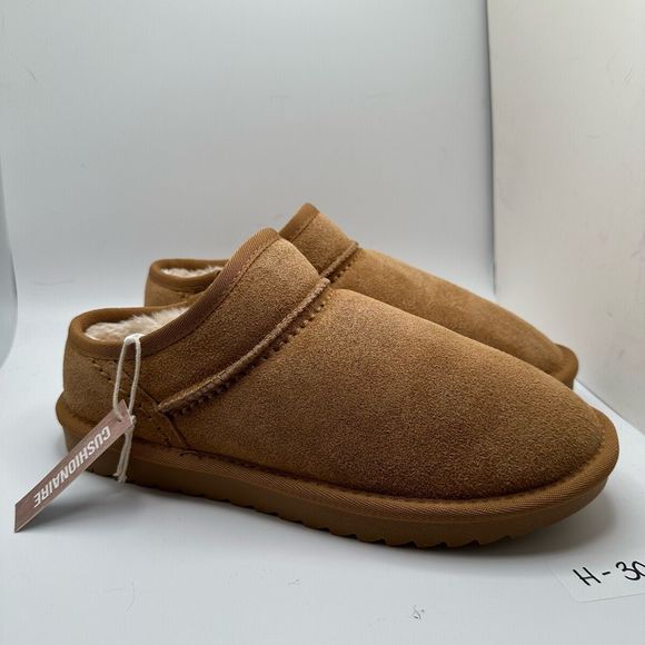 CUSHIONAIRE Women's Faux Shearling Genuine Suede cozy mule slippers +Memory Foam - Picture 1 of 7